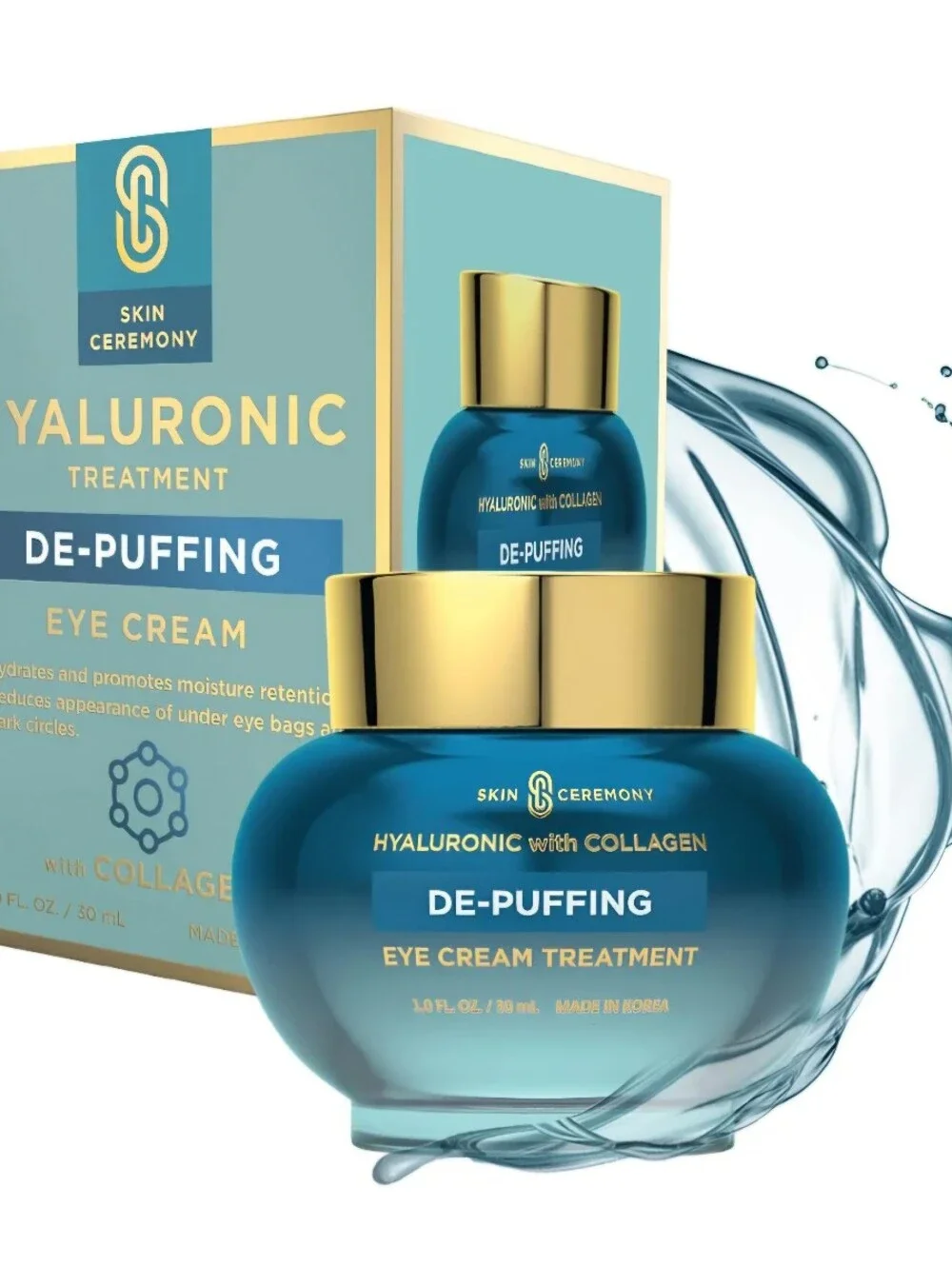 Skin Ceremony DE-PUFFING EYE CREAM W/ HYALURONIC ACID & COLLAGEN NIB